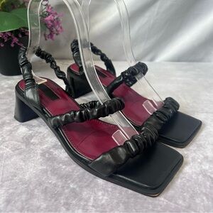 Topshop Women North Ruched Sandals Black Size 37